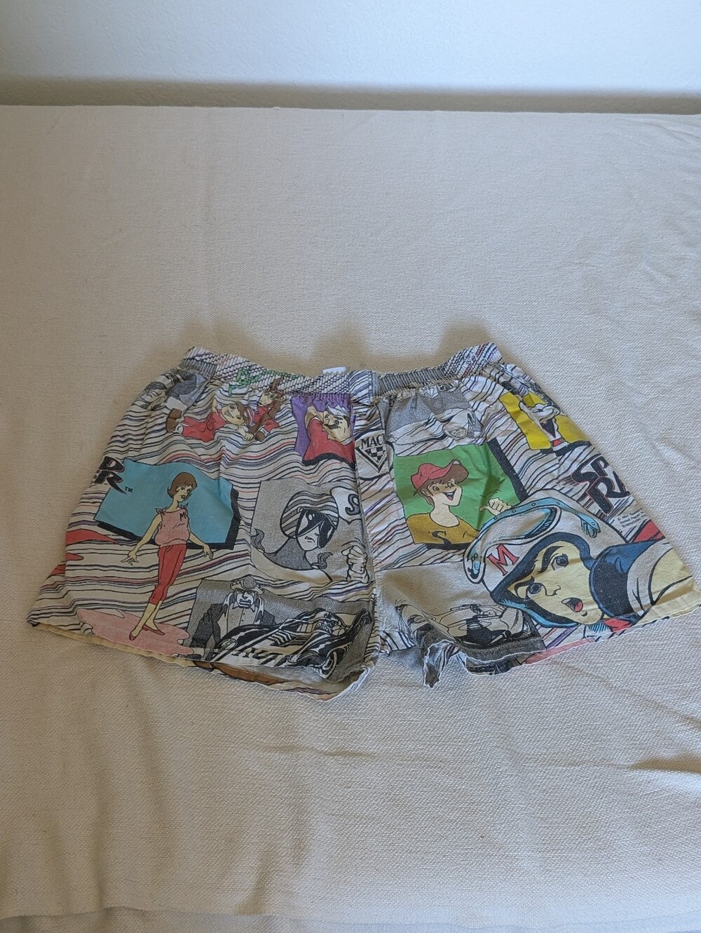 RARE Vintage Speed Racer Print Elastic Waist Shorts